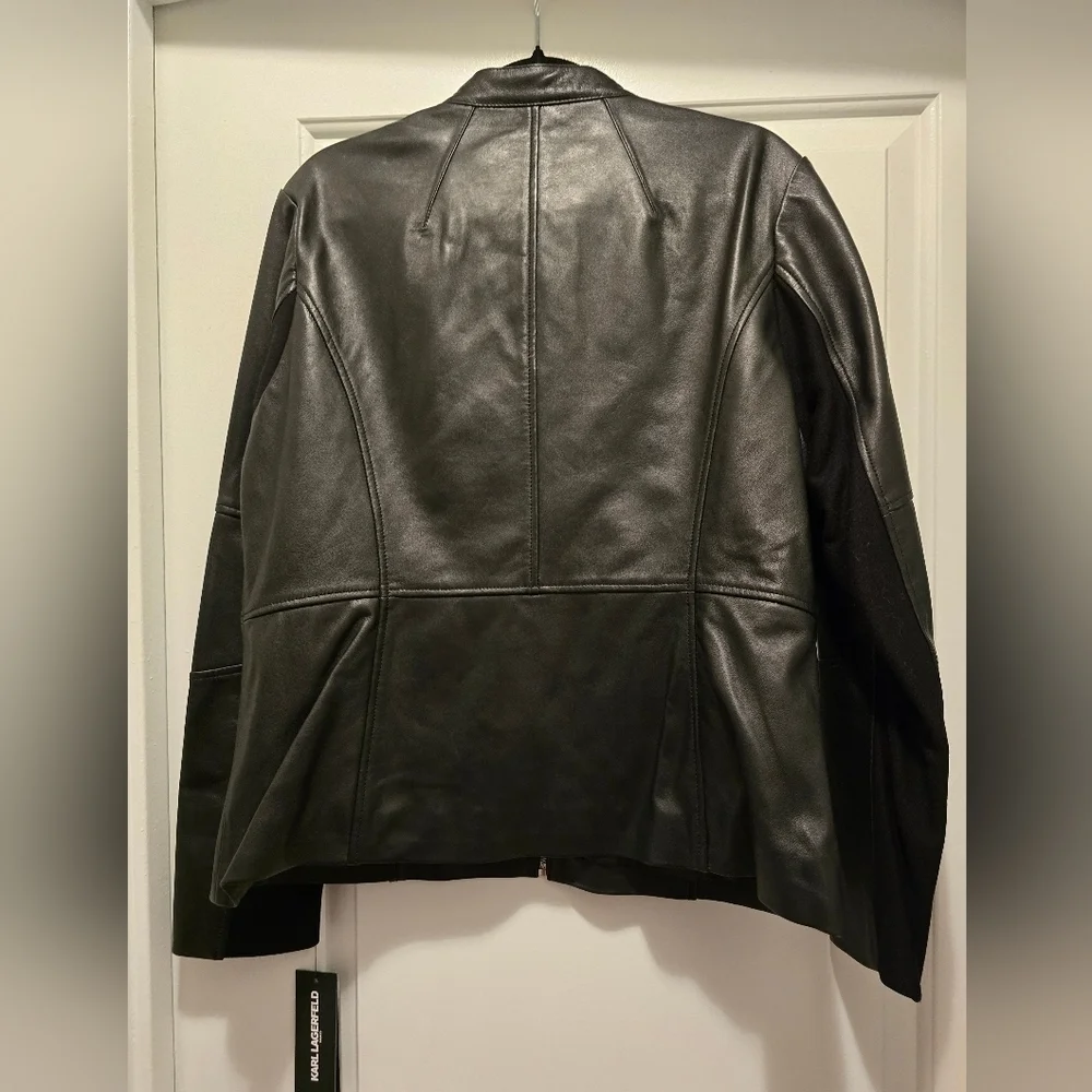 NWT Karl Lagerfeld Real Leather Jacket Size XL - Picture 2 of 8